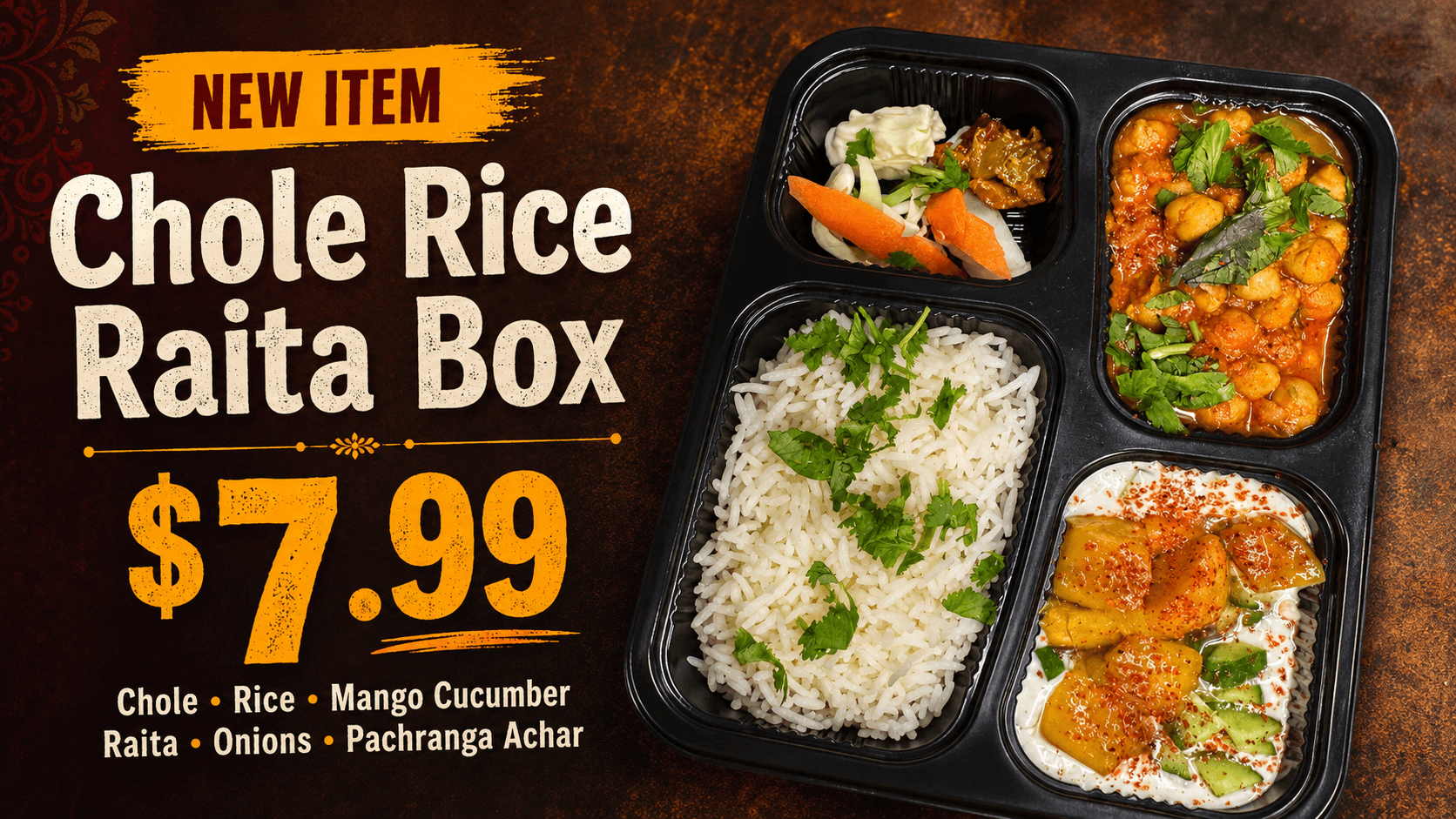 Chole Rice Raita Box