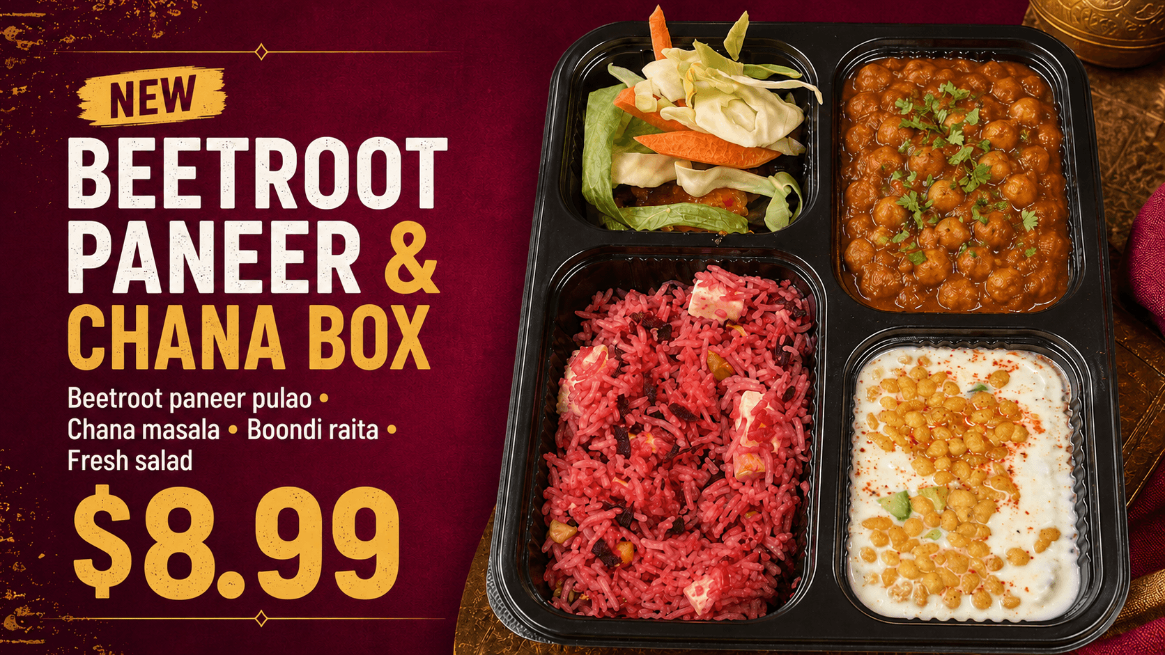 Chole Beetroot Pulao Raita Box